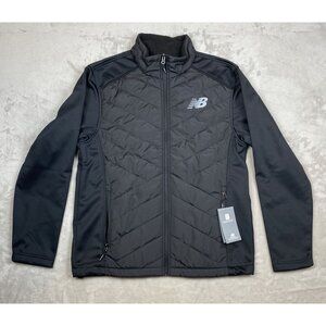 New Balance Mens Black Quilted Full-Zip Jacket Size S